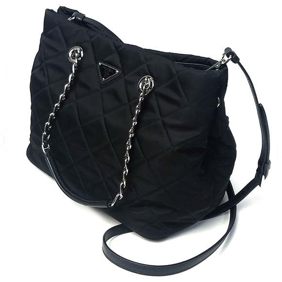 Prada Chain Tessuto Impuntu Black Nylon Nero - Picture 2 of 3